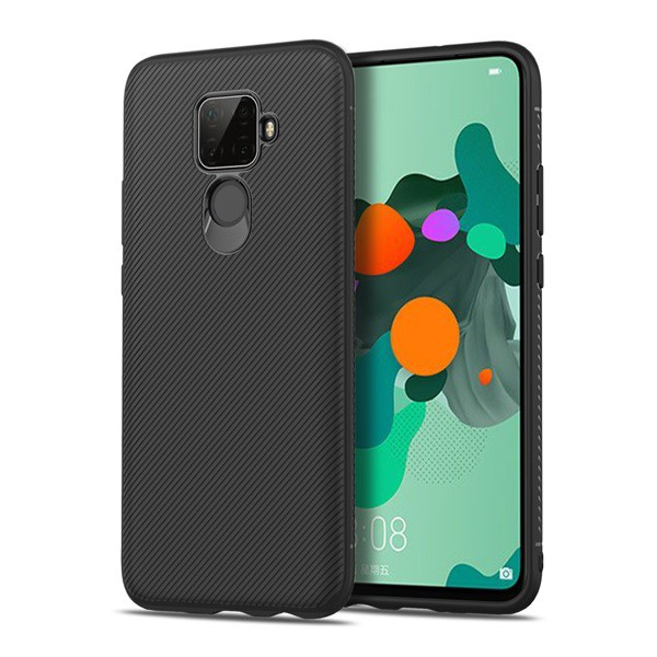 Szilikon telefonvédő (közepesen ütésálló, csíkos minta) FEKETE [Huawei Mate 30 Lite (Nova 5i Pro)] (5996457905959)