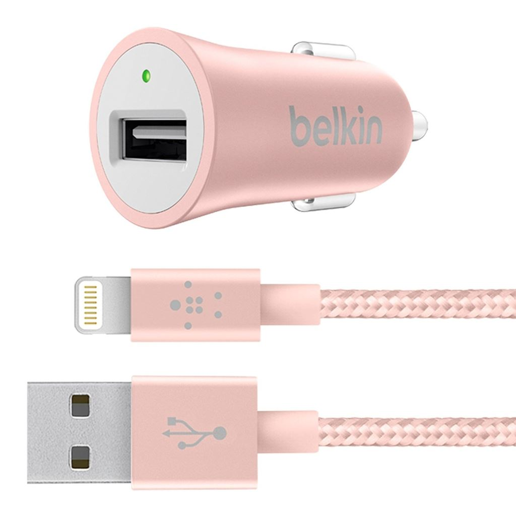 Belkin MIXIT Metallic univerzális autós töltő + Lightning kábel Rose Gold (F8J186bt04-C00) (F8J186bt04-C00)