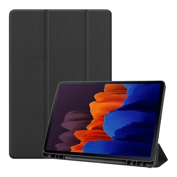 Samsung Galaxy Tab S7 Plus 12.4 / Tab S8 Plus 12.4, mappa tok, Trifold, érintőceruza tartó, fekete (RS102877)