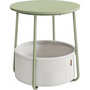 Vasagle Mały okrągły stolik boczny, nowoczesna szafka nocna z koszem na tkaniny, stolik nocny do sypialni w salonie, zieleń laurowa i kr