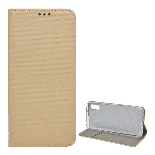 Tok álló, bőr hatású (FLIP, oldalra nyíló, asztali tartó funkció, rombusz minta) ARANY [Xiaomi Redmi 9A (Redmi 9 AT)]