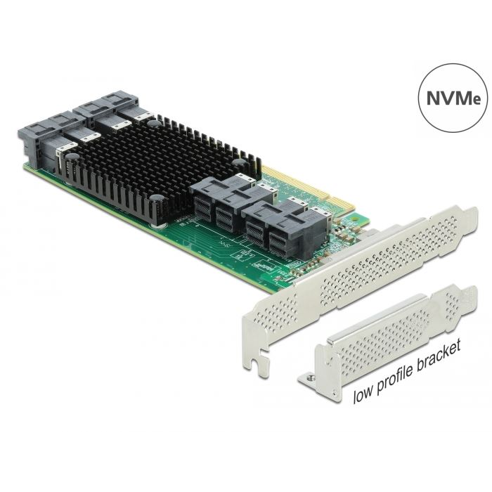 Delock PCI Express x16 kártya - 8 x belső NVMe SFF-8643 (90504) (del90504)