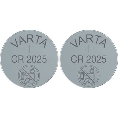 CR2025 lítium gombelem, 3 V, 170 mAh, 2 db, Varta BR2025, DL2025, ECR2025, KCR2025, KL2025, KECR2025, LM2025 (6025101402)