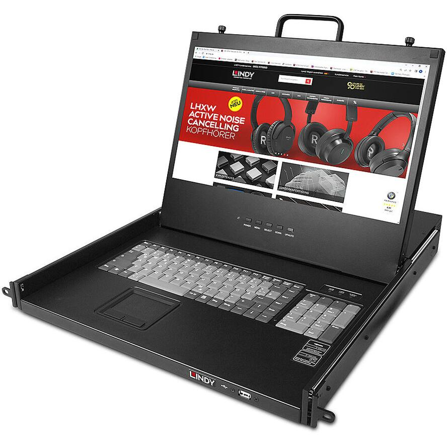 Lindy 21710 rack konzol 43,2 cm (17") 1920 x 1080 pixelek Fém Fekete 1U (21710)