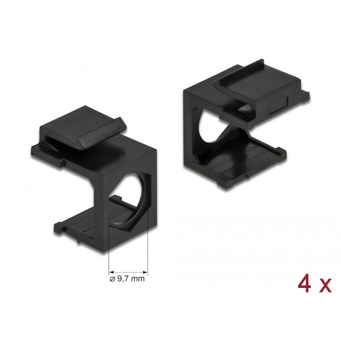 Delock Keystone borító 9,7 mm-es lyukkal 4 db fekete (86739) (DL739)
