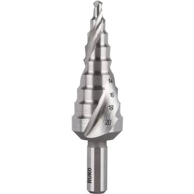 Fokozatfúró 4 - 20 mm HSS RUKO 101051 Teljes hossz 75 mm 3 oldalú szár 1 db (101051)