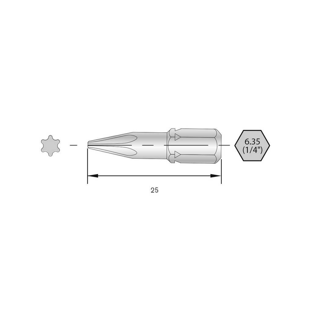 Bernstein Torx bit HRC acél Ötvözött C 6.3 6 db (6-TX20-25) (6-TX20-25)