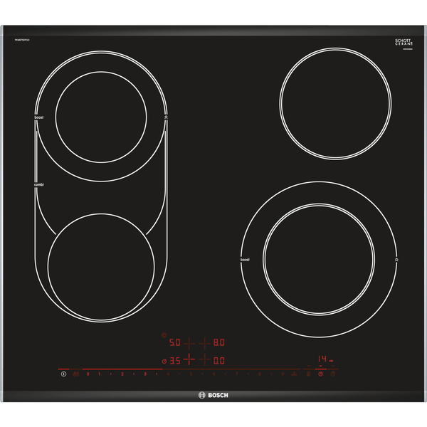 Bosch Serie 8 PKM675DP1D plite Negru, Din oţel inoxidabil Încorporat Ceramic 4 zonă(e)