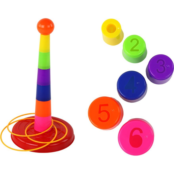Lean Toys Játék Kupák és Karikák Célba Dobása Különböző Nehézségi Fokokkal
