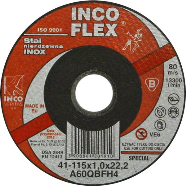  Techniflex TARCZA PŁASKA INOX T1A 115*1.0*22