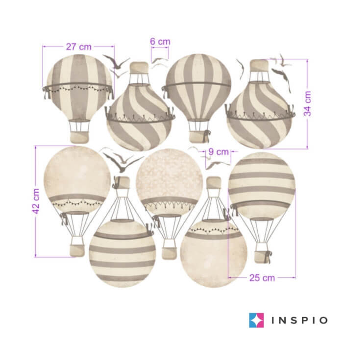 Hőlégballon falmatricák barna színben (9141f)