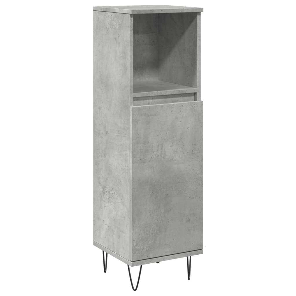 betonszürke szerelt fa fürdőszobaszekrény 30 x 30 x 100 cm (857207)