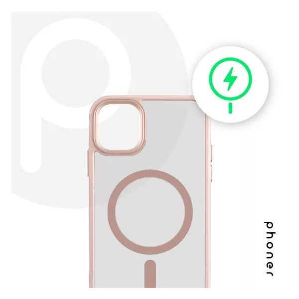 Phoner Apple iPhone 14 Pro Hybrid Mag MagSafe kemény hátlap tok halvány barack (74402) (PH74402)