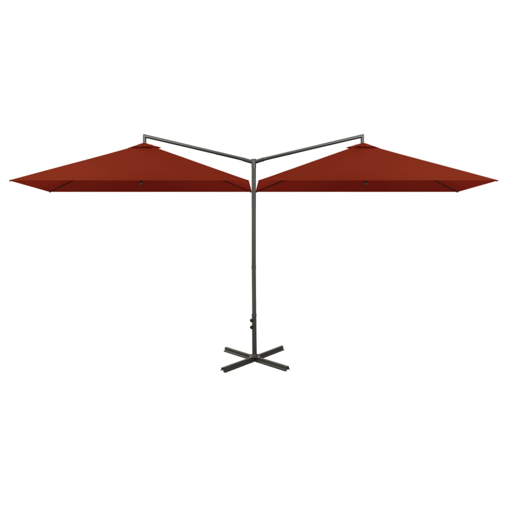 terrakotta dupla napernyő acélrúddal 600 x 300 cm (312559)
