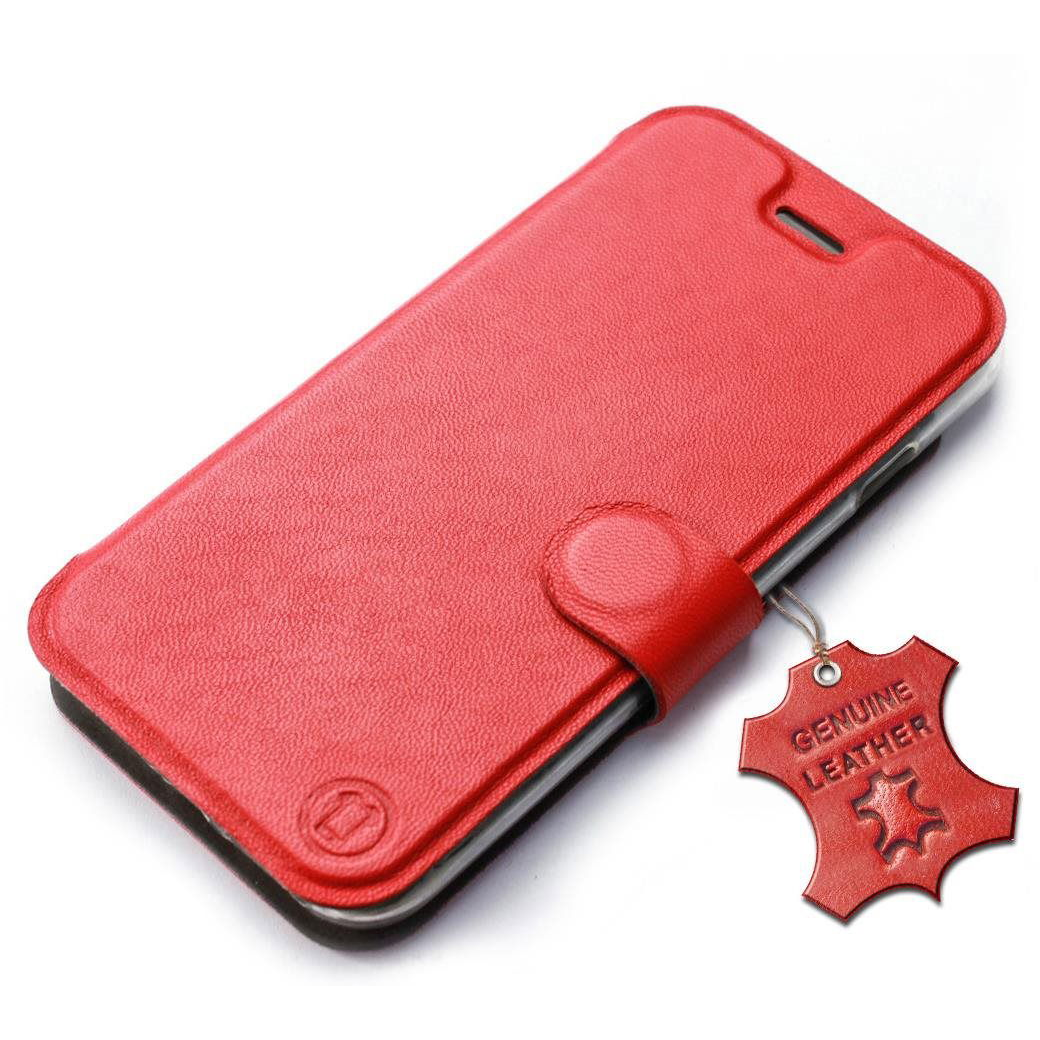 Mobiwear Apple iPhone SE 2020 / SE 2022 piros bőr flip tok (5903516212514)