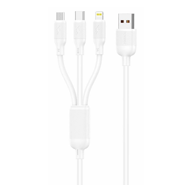 Foneng X80 3in1 USB la USB-C / Lightning / Cablu Micro USB, 100 W, 1,2 m (alb)