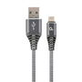 Кабел за захранване и данни на Gembird, USB 2.0 (T) към Micro-USB 2.0 (T), 1 м, сив / бял, CC-USB2B-AMmBM-1M-WB2
