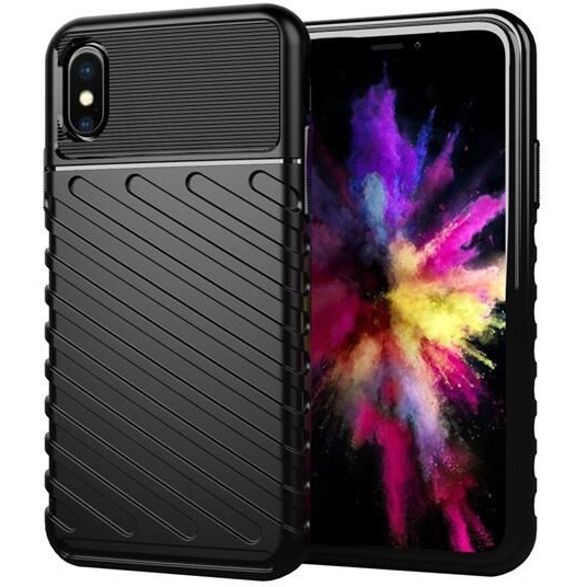 Gigapack Apple iPhone XS 5.8 csíkos dombormintás szilikon tok fekete (GP-102750) (GP-102750)