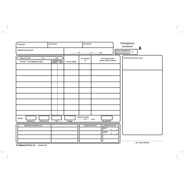 Victoria D.GEPJ.21 A4 tehergépjármű menetlevél (50 garn) (D.GEPJ.21)