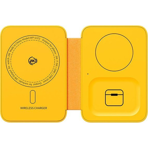 Wekome U172 3in1 Magsafe Töltő Dokkoló 22W - Sárga (WK-WP-U172_YELLOW)