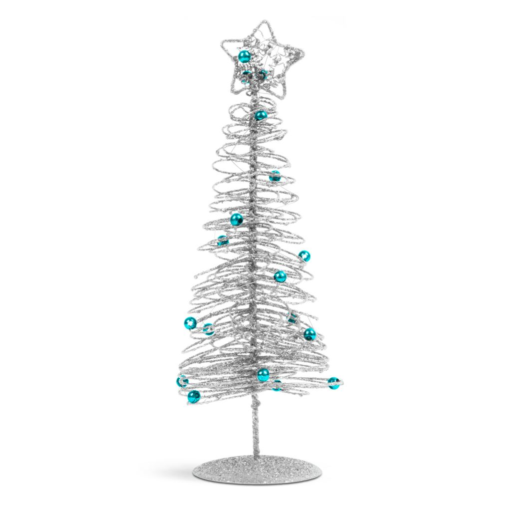 Family glitteres fém karácsonyfa 28cm ezüstszínű (58622C) (58622C)