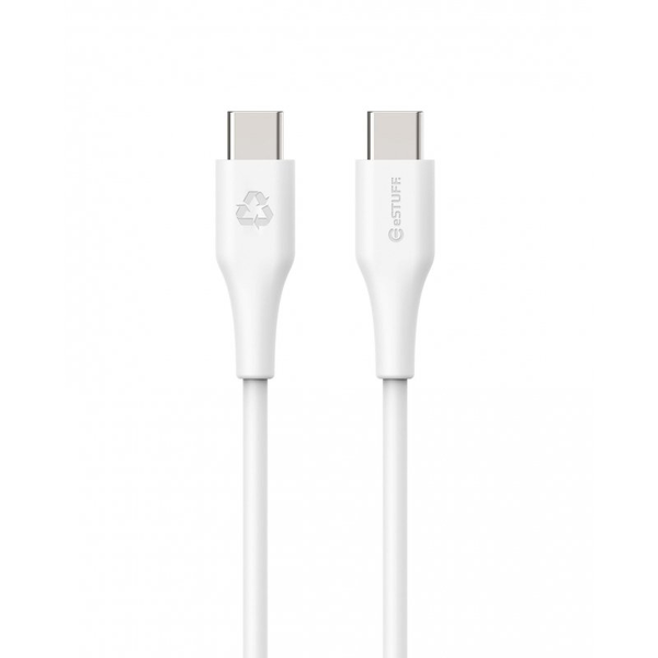 eSTUFF Infinite Super Soft USB Type-C apa - USB Type-C apa Adat és töltő kábel - Fehér (1m)
