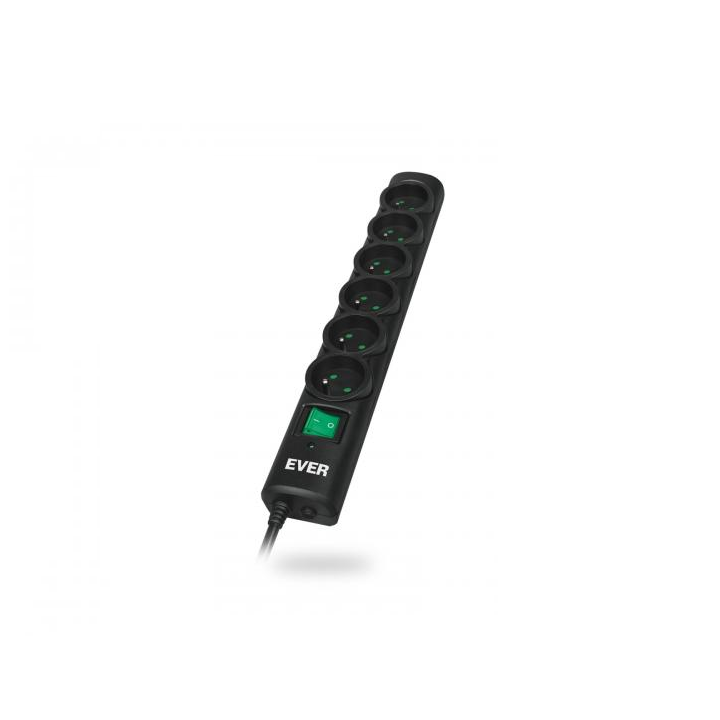 Ever Optima 6 aljzatos túlfeszültség védő - elosztó - Fekete (1,5m) (T/LZ08-OPT015/0000)