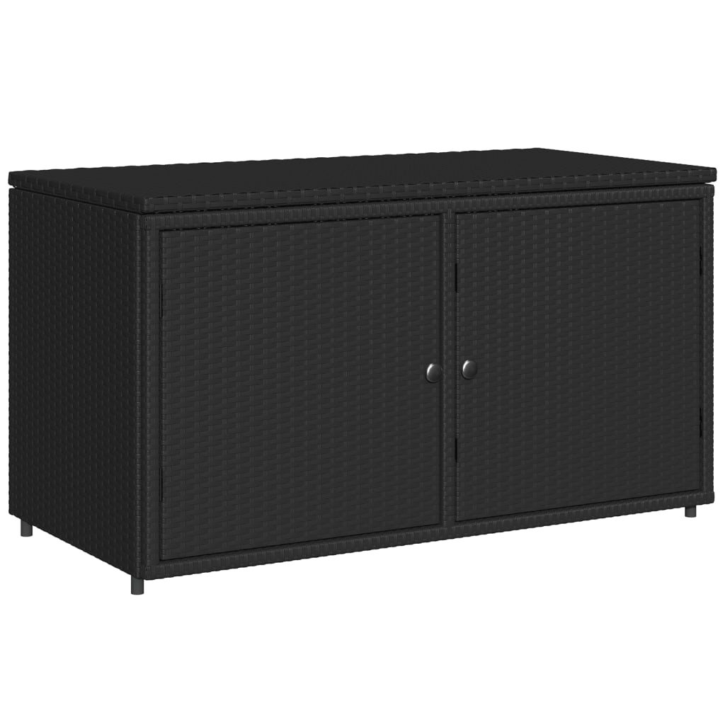 fekete polyrattan kerti tárolószekrény 110 x 55 x 60,5 cm (365567)