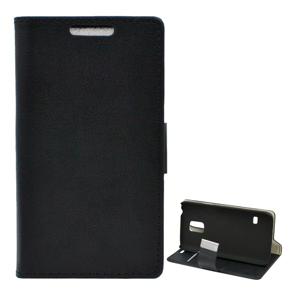Tok álló, bőr hatású (FLIP, oldalra nyíló, asztali tartó funkció) FEKETE [Samsung Galaxy S5 mini (SM-G800)] (5996457465422)