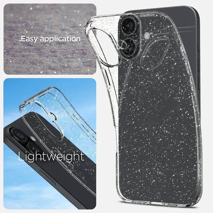 Spigen Liquid Crystal Glitter iPhone 16 tok átlátszó csillámos (ACS08192) (ACS08192)