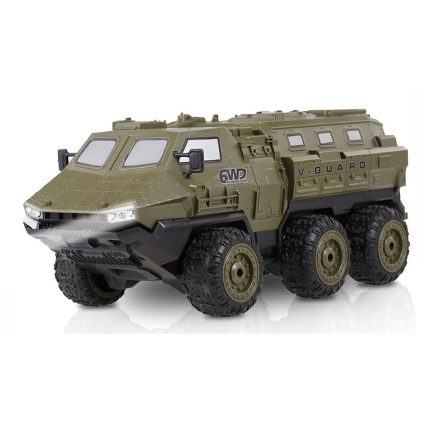 RC бронирана машина с дистанционно управление V-GUARD, Дължина 28 см, Мащаб 1:16, Скорост 20 км/ч, 2.4 Ghz, Преден LED, RTR, Зелен, 8+