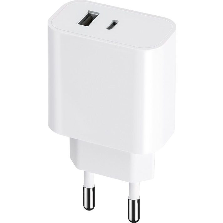 Maxlife MXTC-06 Hálózati Töltő 1xUSB-A És 1xUSB-C Csatlakozással PD QC 30W-Fehér (OEM0101203)