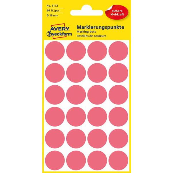 AVERY Zweckform Klebepunkte leuchtrot Ø 18,0 mm, 96 St.