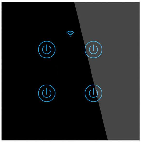 Surtep Tuya Smart DS-101BW-4-gombos villanykapcsoló, fekete (8595706914710)