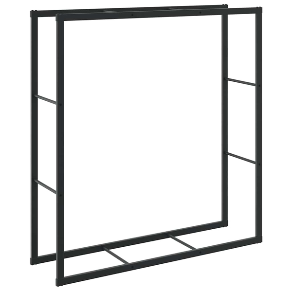 fekete acél tűzifatároló 110x30x116 cm