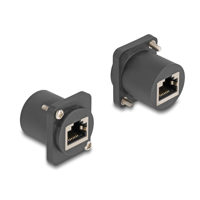 Delock D-típusú Modul RJ45 anya anya csavarokkal fekete (88106) (88106)