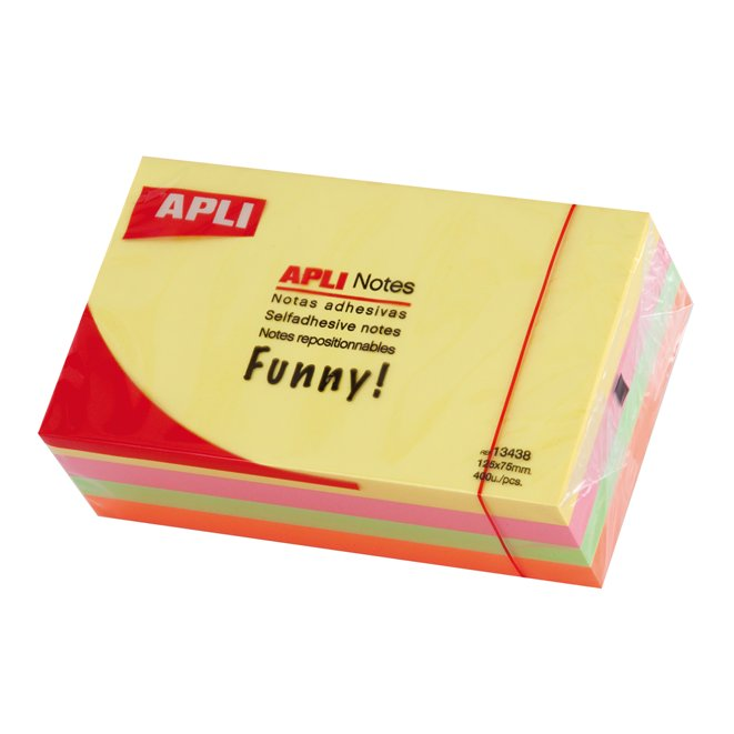 Apli 125x75mm öntapadó jegyzettömb (400db) - Vegyes színek (13438)