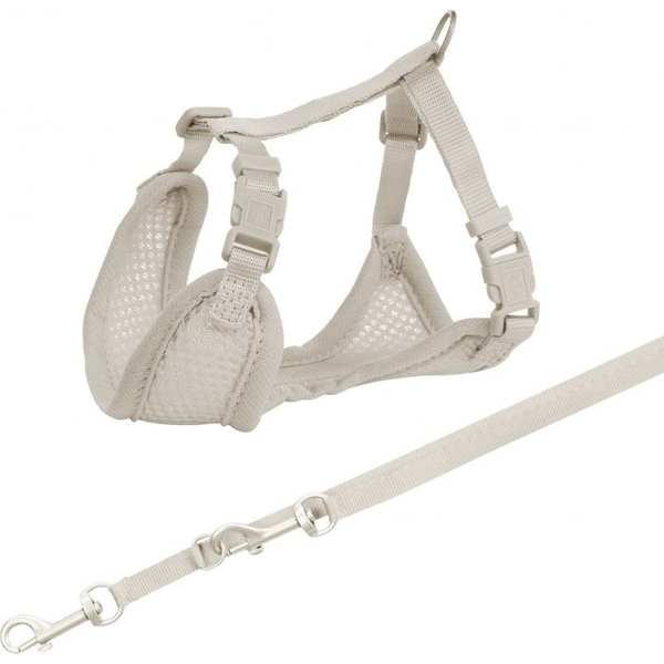  Trixie Miękkie szelki dla szczeniąt ze smyczą Junior, 26–34 cm/10 mm, 2.00 m, jasnoszare