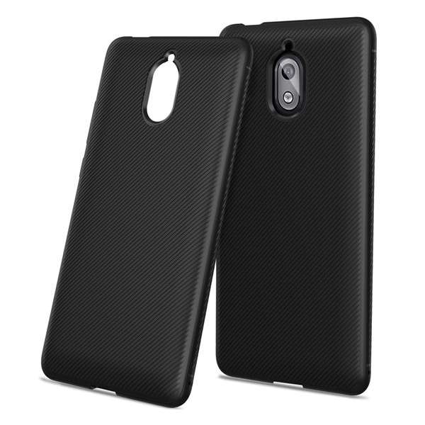 Szilikon telefonvédő (közepesen ütésálló, csíkos minta) FEKETE [Nokia 3.1] (5996457781492)
