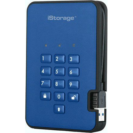 iStorage diskAshur 2 externý pevný disk 2 TB 5400 ot/min USB Typ-A 3.2 Gen 1 (3.1 Gen 1) Modrá