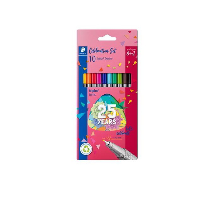 Staedtler Triplus® fineliner 334 Tűfilc készlet - Vegyes színek (10 db / csomag) (334 BK10 TA)