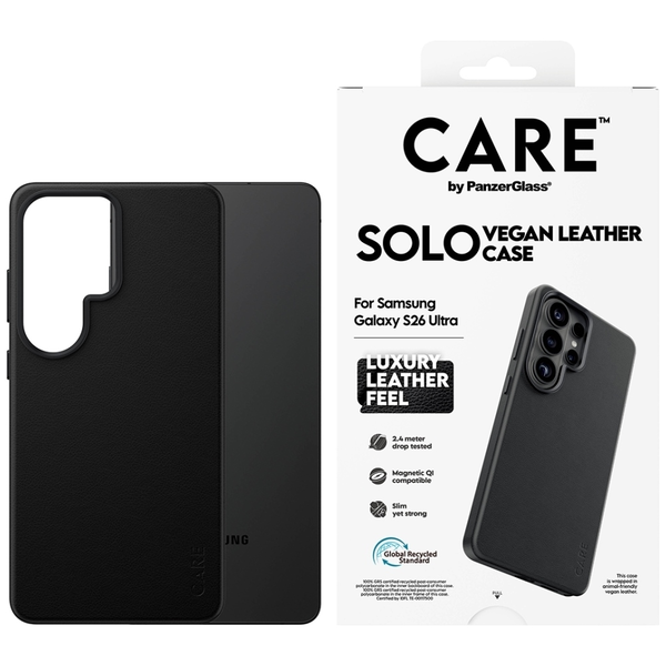 PanzerGlass CARE™ by ® Solo Case Black w. Qi Samsung Galaxy S26 Ultra mobiele telefoon behuizingen Hoes Zwart