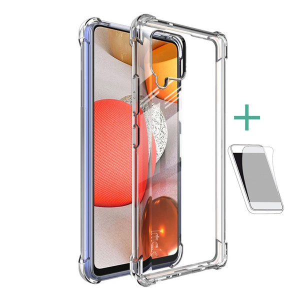 IMAK szilikon telefonvédő (közepesen ütésálló, légpárnás sarok + képernyővédő fólia) ÁTLÁTSZÓ [Samsung Galaxy A42 5G (SM-A425F)] (5996591035505)