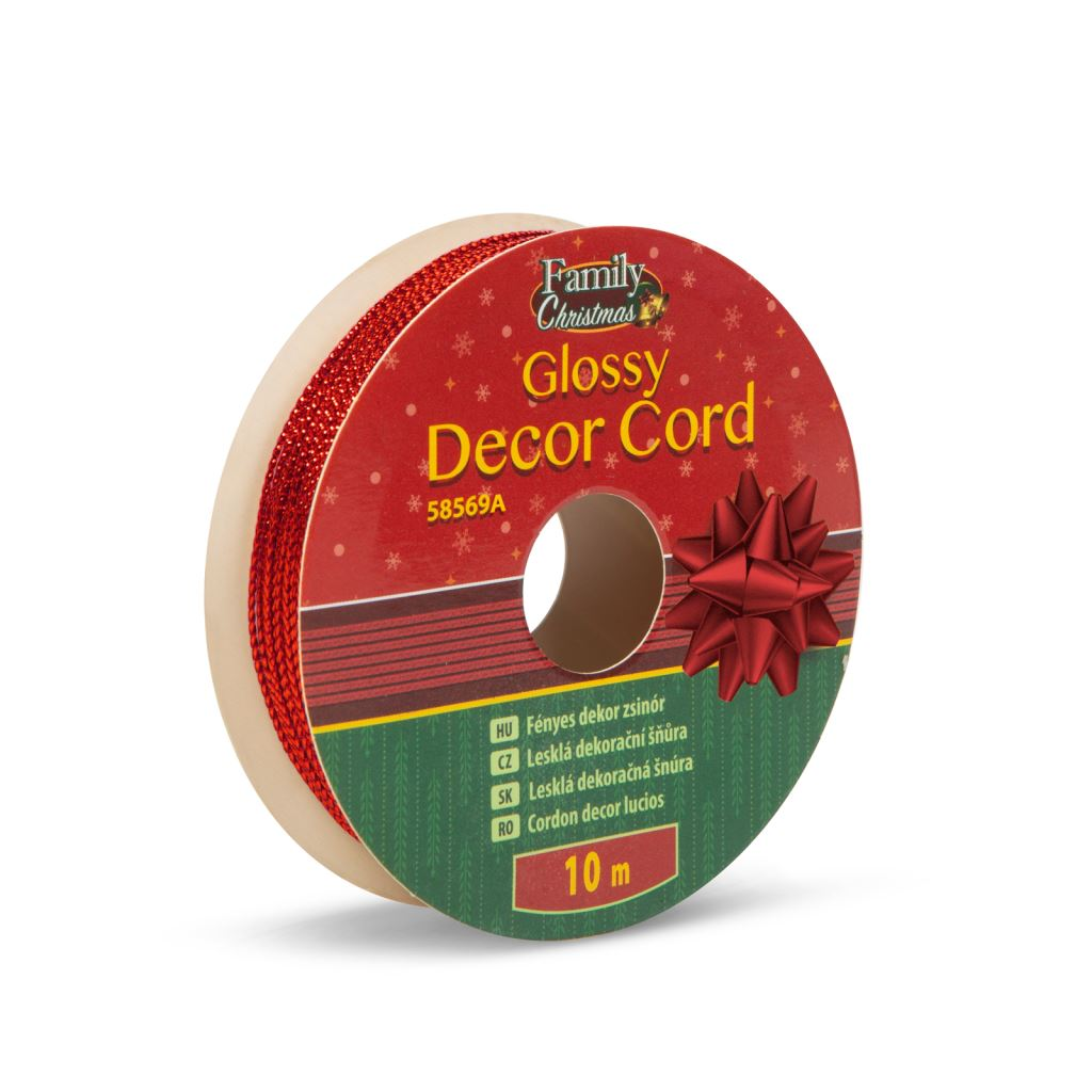 Family fényes dekorzsinór 10m piros (58569A) (58569A)