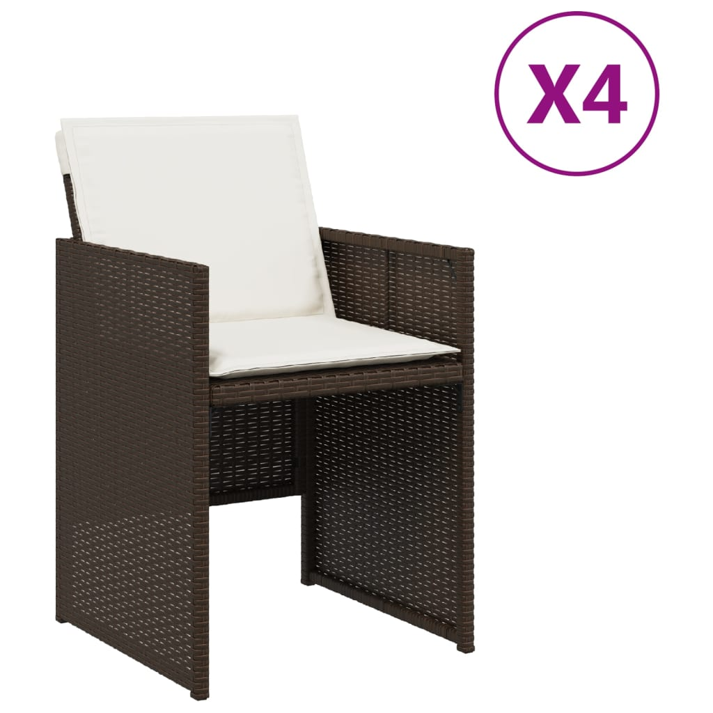 4 db barna polyrattan kerti szék párnával (4007438)