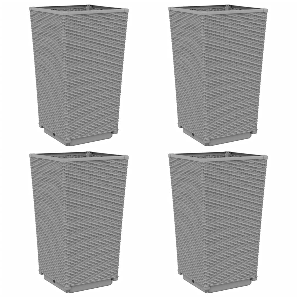 4 db világosszürke polipropilén kerti virágláda 32,5x32,5x57 cm (367852)