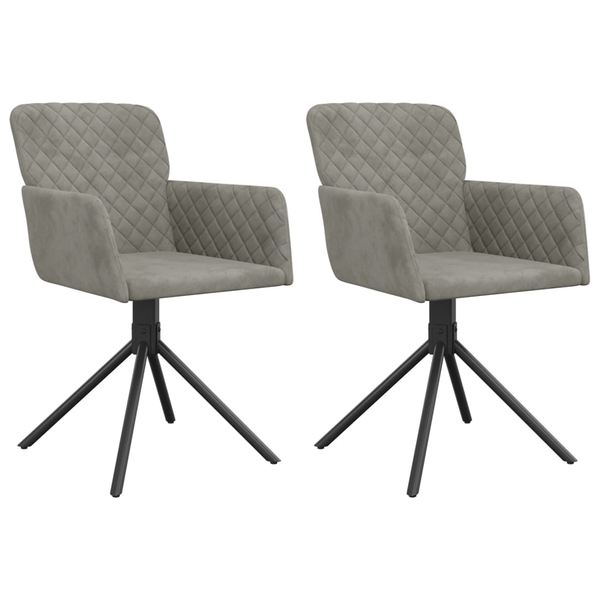 Комплект Трапезни столове vidaXL, Въртящи, 2 бр, Сив, Кадифе, 51,5 x 59 x 83,5 см