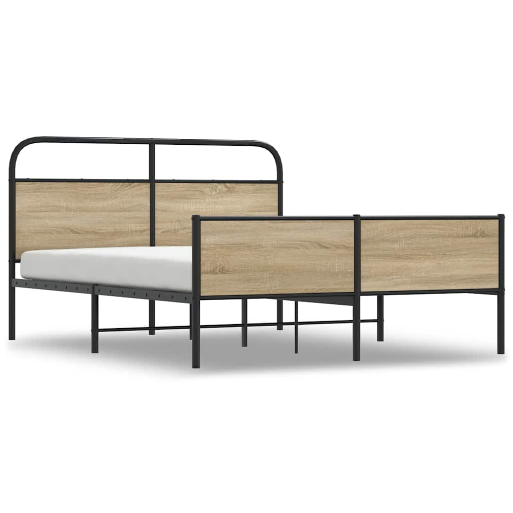 füstös tölgy színű fém ágykeret matrac nélkül 160 x 200 cm (3318673)