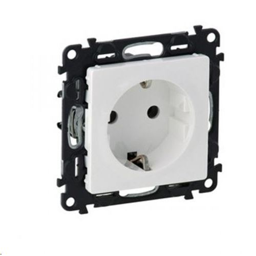 Обикновен заземителен контакт с механична защита за деца VALENA LIFE Бял