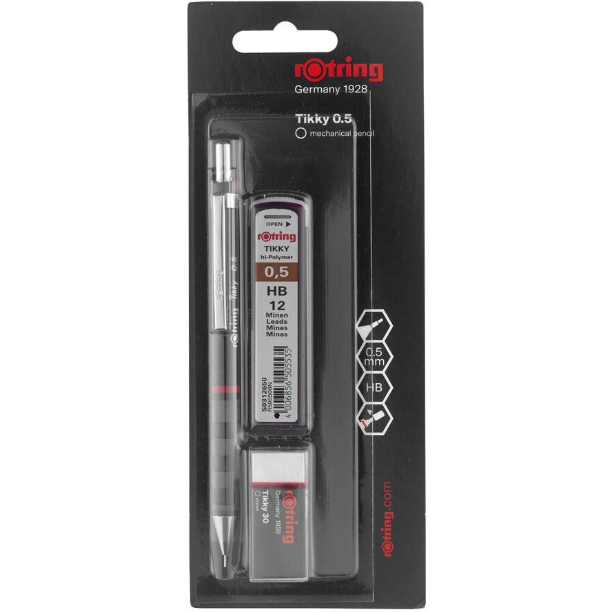 ROTRING Feinminenstift Tikky Schwarz 0,5 +30 Radierer 1er Bl (1904817) (1904817)